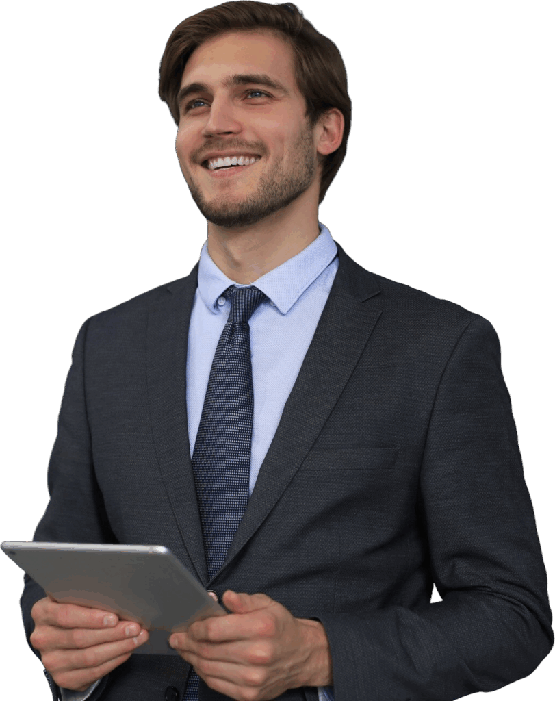 young man using his tablet office